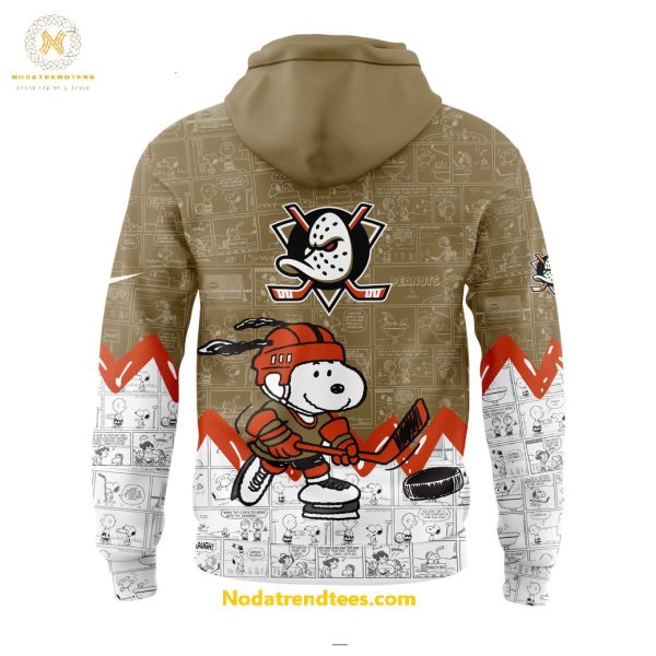 Anaheim Ducks Anniversary Of Peanuts Night For Fans Special New Hoodie Longpants Cap