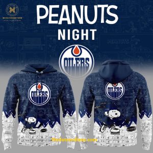 Edmonton Oilers Anniversary Of Peanuts Night For Fans Special New Hoodie Longpants Cap