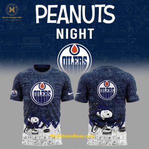 Edmonton Oilers Anniversary Of Peanuts Night For Fans Special New Hoodie Longpants Cap