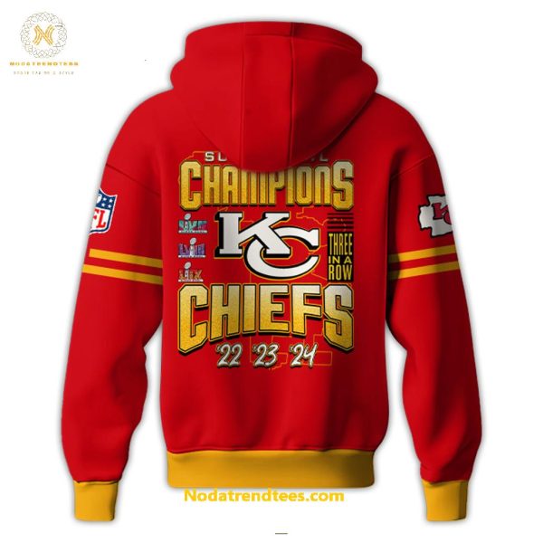 Kansas City Chiefs 3Peat Super Bowl LIX Champions 2022-2023-2024 Special New Hoodie Longpants Cap