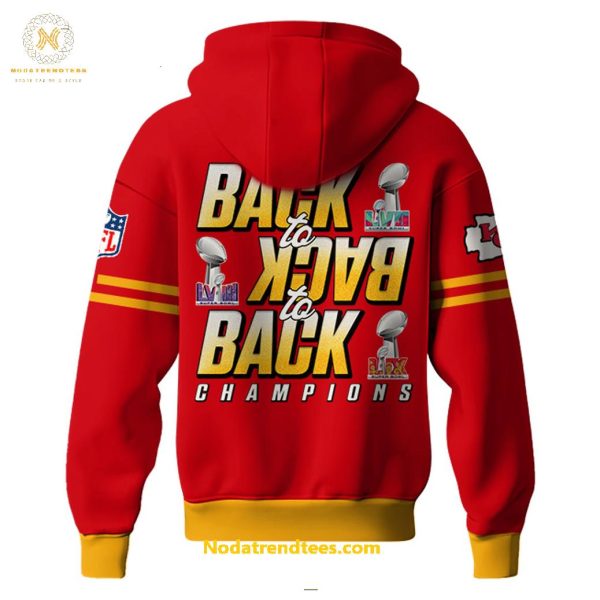 Kansas City Chiefs NFL 5X LIX Super Bowl Champions Back To Back To Back Hoodie Longpants Cap