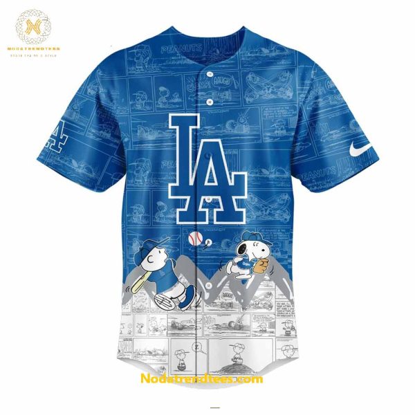 Los Angeles Dodgers 75th Anniversary Of Peanuts For Fans Special New Baseball Jersey