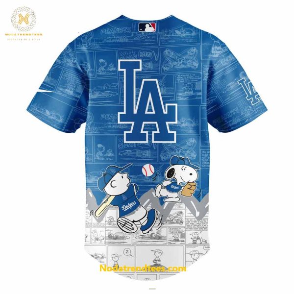 Los Angeles Dodgers 75th Anniversary Of Peanuts For Fans Special New Baseball Jersey