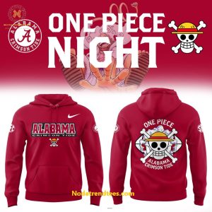 One Piece Night X Alabama Crimson Tide For Fans 2025 Special New Hoodie Longpants Cap