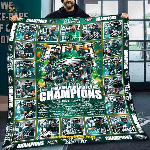 Philadelphia Eagles Champions 2024-2025 Fly Eagles Fly Special New Fleece Blanket