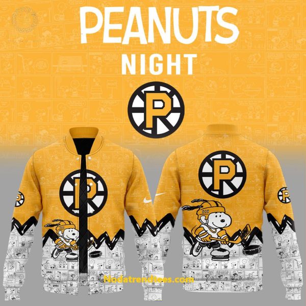 Providence Bruins 75th Anniversary Of Peanuts For Fans Special New Baseball Jacket