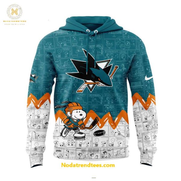 San Jose Sharks Anniversary Of Peanuts Night For Fans Special New Hoodie Longpants Cap