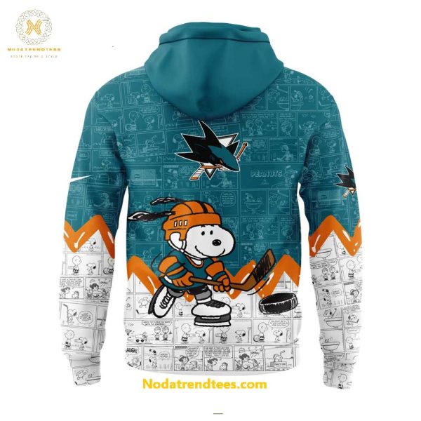 San Jose Sharks Anniversary Of Peanuts Night For Fans Special New Hoodie Longpants Cap