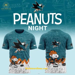 San Jose Sharks Anniversary Of Peanuts Night For Fans Special New Hoodie Longpants Cap