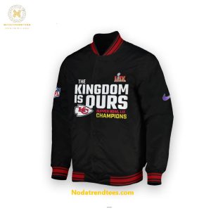 The Kingdom Is Ours Kansas City Chiefs Super Bowl LIX Champions 5 Cups Baseball Jacket